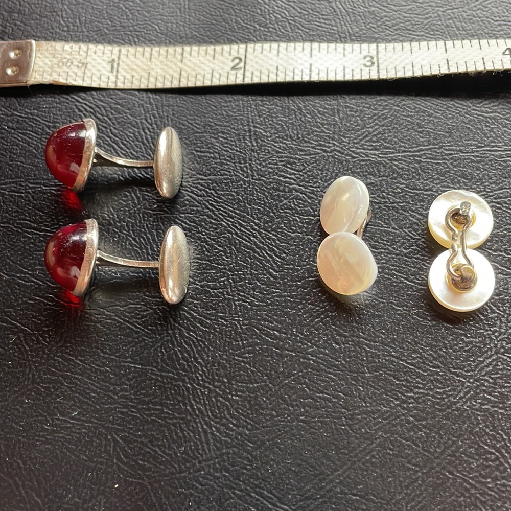 Red Orb And Button Cufflinks Two Pairs - image 2